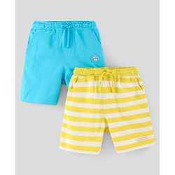Pine Kids Bio Washed Knee Length Shorts Pack of 2 - Blue Yellow