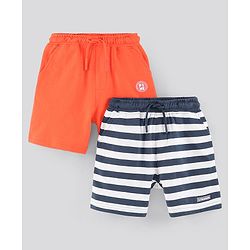 Pine Kids Biowashed Striped Shorts Pack of 2 - Orange Blue