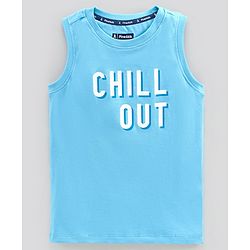 Pine Kids Sleeveless Bio Washed T-Shirt Chill Print - Blue