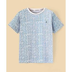 Pine Active Skin Friendly & Breathable Half Sleeves Sportswear T-Shirt- Blue & White