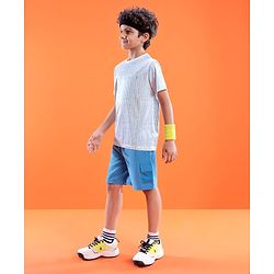 Pine Active Skin Friendly & Breathable Half Sleeves Sportswear T-Shirt- Blue & White