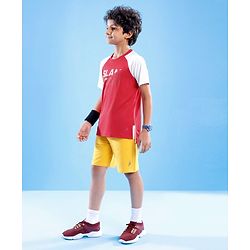 Pine Active Skin Friendly & Breathable Half Sleeves Sportswear T-Shirt - Red & White