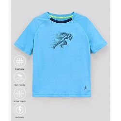 Pine Active Half Sleeves Athlete Print T Shirt - Blue