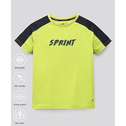 Pine Active Half Sleeves Text Print T Shirt - Green Black