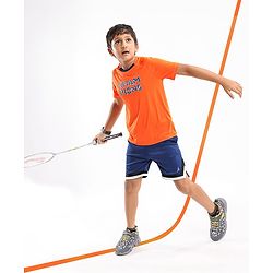 Pine Active Half Sleeves Tee Text Print - Orange