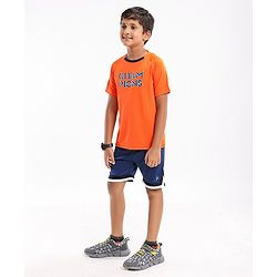 Pine Active Half Sleeves Tee Text Print - Orange