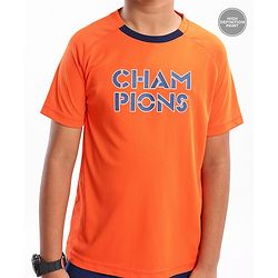 Pine Active Half Sleeves Tee Text Print - Orange