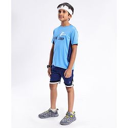 Pine Active Skin Friendly & Breathable Half Sleeves Text Print T-Shirt - Blue
