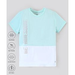 Pine Active Skin Friendly & Breathable Half Sleeves T-Shirt Text Print - Blue