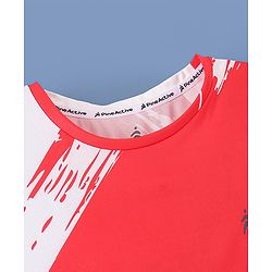 Pine Active Half Sleeves Sportswear T-Shirt Abstract Printed - Red