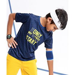 Pine Active Skin Friendly & Breathable Half Sleeves Sportswear T-Shirt - Navy Blue