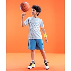 Pine Active Skin Friendly & Breathable Half Sleeves Sportswear T-Shirt- Blue & White
