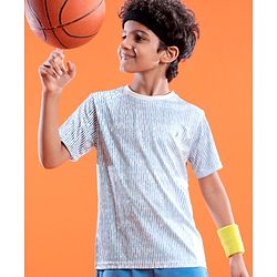 Pine Active Skin Friendly & Breathable Half Sleeves Sportswear T-Shirt- Blue & White