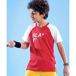 Pine Active Skin Friendly & Breathable Half Sleeves Sportswear T-Shirt - Red & White