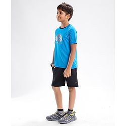 Pine Active Skin Friendly & Breathable Half Sleeves T-Shirt Text Printed - Blue