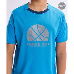 Pine Active Skin Friendly & Breathable Half Sleeves T-Shirt Text Printed - Blue
