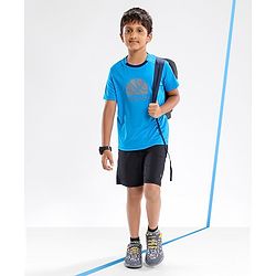 Pine Active Skin Friendly & Breathable Half Sleeves T-Shirt Text Printed - Blue
