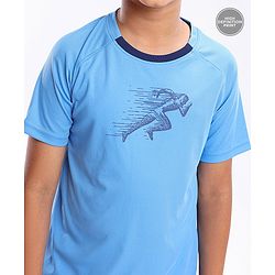 Pine Active Half Sleeves Athlete Print T Shirt - Blue