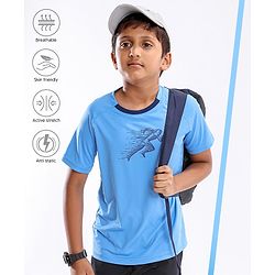 Pine Active Half Sleeves Athlete Print T Shirt - Blue