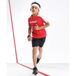 Pine Active Skin Friendly & Breathable Half Sleeves Text Print T Shirt - Red