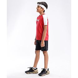 Pine Active Skin Friendly & Breathable Half Sleeves Text Print T Shirt - Red