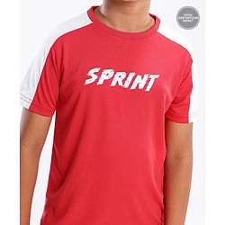 Pine Active Skin Friendly & Breathable Half Sleeves Text Print T Shirt - Red