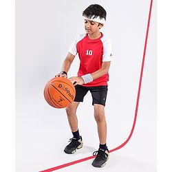 Pine Active Skin Friendly & Breathable Raglan Sleeves Sports Tee Numeric 10 Print - Red White