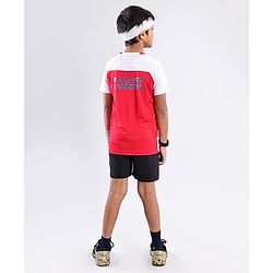 Pine Active Skin Friendly & Breathable Raglan Sleeves Sports Tee Numeric 10 Print - Red White