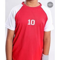 Pine Active Skin Friendly & Breathable Raglan Sleeves Sports Tee Numeric 10 Print - Red White