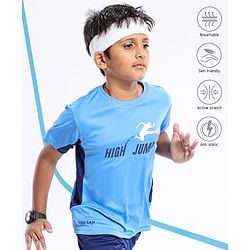 Pine Active Skin Friendly & Breathable Half Sleeves Text Print T-Shirt - Blue