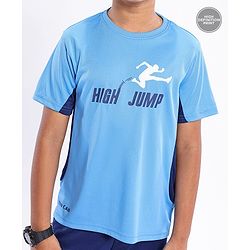 Pine Active Skin Friendly & Breathable Half Sleeves Text Print T-Shirt - Blue
