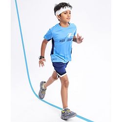 Pine Active Skin Friendly & Breathable Half Sleeves Text Print T-Shirt - Blue