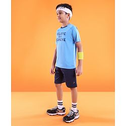 Pine Active Half Sleeves Text Print T Shirt - Blue