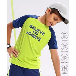 Pine Active Half Sleeves T-shirt with Text Print - Green
