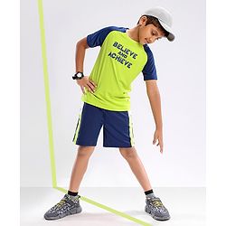Pine Active Half Sleeves T-shirt with Text Print - Green