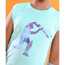 Pine Active Sleeveless Cricket Print T Shirt - Blue