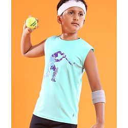Pine Active Sleeveless Cricket Print T Shirt - Blue