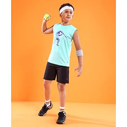 Pine Active Sleeveless Cricket Print T Shirt - Blue