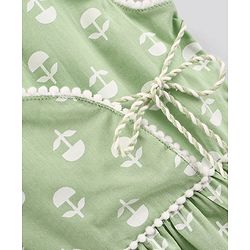 Pine Kids Churidar and Kurti Set with Dupatta Floral Print - Green White