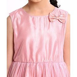 Pine Kids Party Wear Shimmery Dress with Bow - Pink