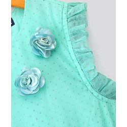 Pine Kids Sleeveless Frock with Belt and Mesh - Sky Blue