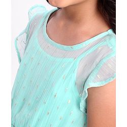 Pine Kids Half Sleeves Party Dress - Turqouise
