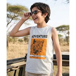 Pine Kids Sleeveless Bio Washed T-Shirt Adventure Print - Grey