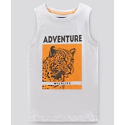 Pine Kids Sleeveless Bio Washed T-Shirt Adventure Print - Grey