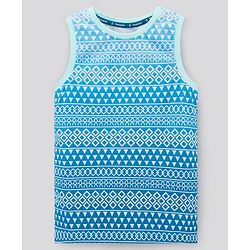 Pine Kids Sleeveless Bio Washed T-Shirt Multi Print - Blue