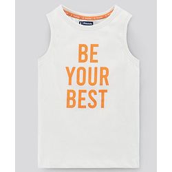 Pine Kids Sleeveless Biowashed T-Shirt Text Print - White