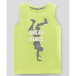 Pine Kids Sleeveless Biowashed T-Shirt Text Print - Green