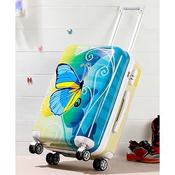 Pine Kids Trolley Luggage Bags Blue - 22 inch| Shock Resistant| Telescopic Handle| Water Resistant| Easy Zipper Closure| Durable Wheels| Number Lock