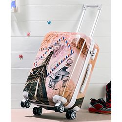 Pine Kids Trolley Luggage Bags Brown - 22 inch| Shock Resistant| Telescopic Handle| Water Resistant| Easy Zipper Closure| Durable Wheels| Number Lock