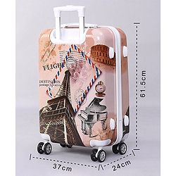 Pine Kids Trolley Luggage Bags Brown - 22 inch| Shock Resistant| Telescopic Handle| Water Resistant| Easy Zipper Closure| Durable Wheels| Number Lock
